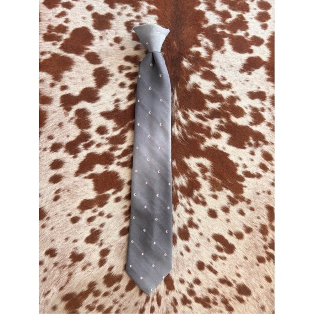 Vintage sheplers western clip on Men's Gray Micro-Dot Tie